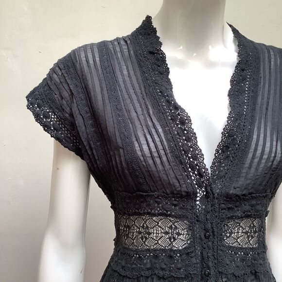 BIYA LACE DRESS BLACK SMALL BIYA DESIGNER OF JOHNNY WAS - Picture 2 of 16